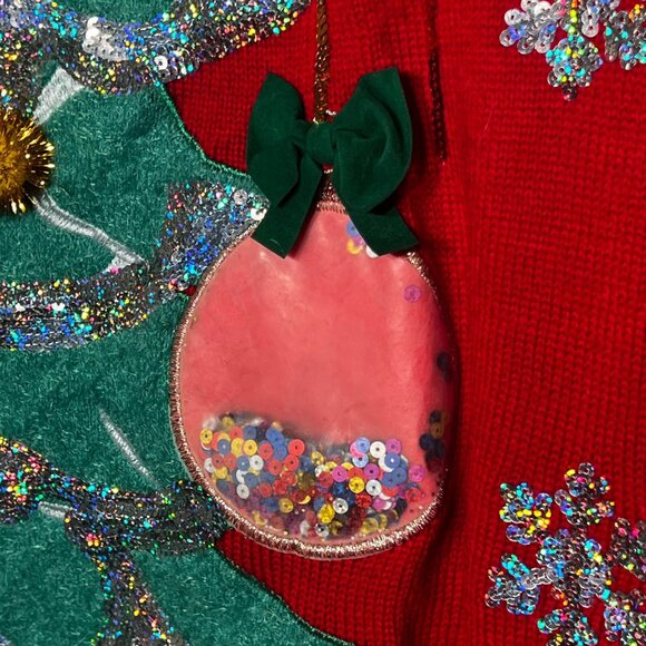 NWT M Christmas Sweater United States Sweaters Red Festive Tree Reindeer Orname - Picture 6 of 16